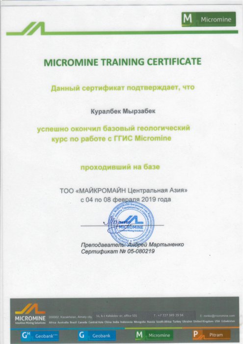 Micromine Мырзабек К.